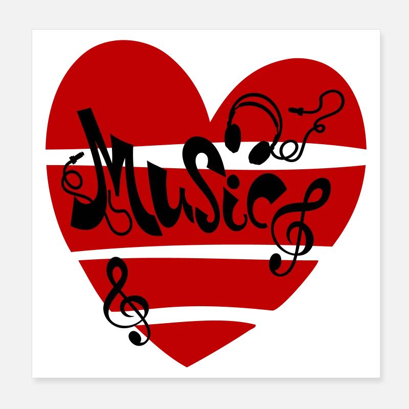 Musique Cœur avec notes Poster 20 x 20 cm