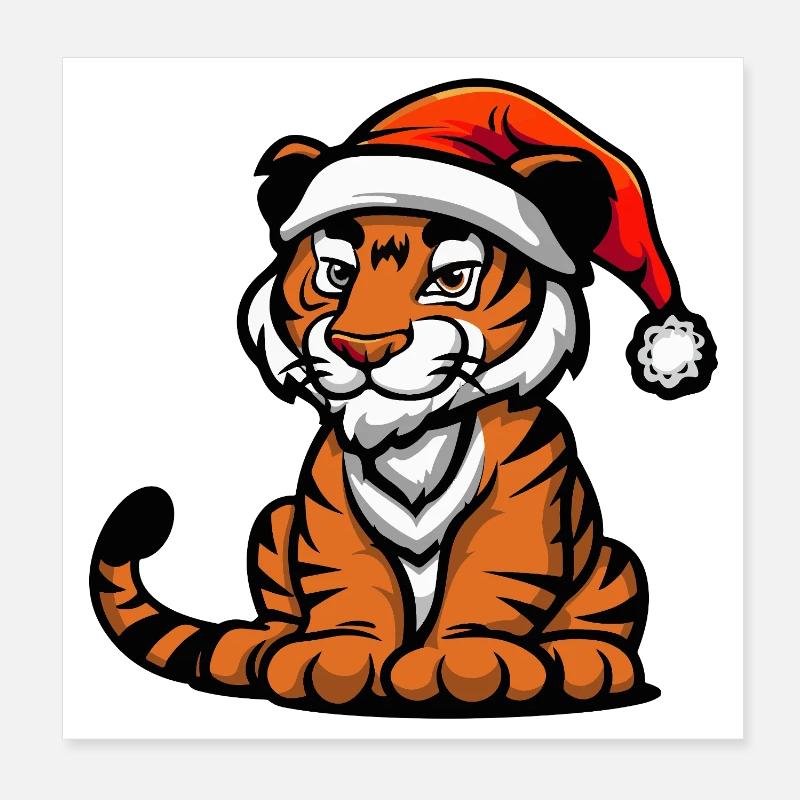 Noël du tigre Poster 20 x 20 cm
