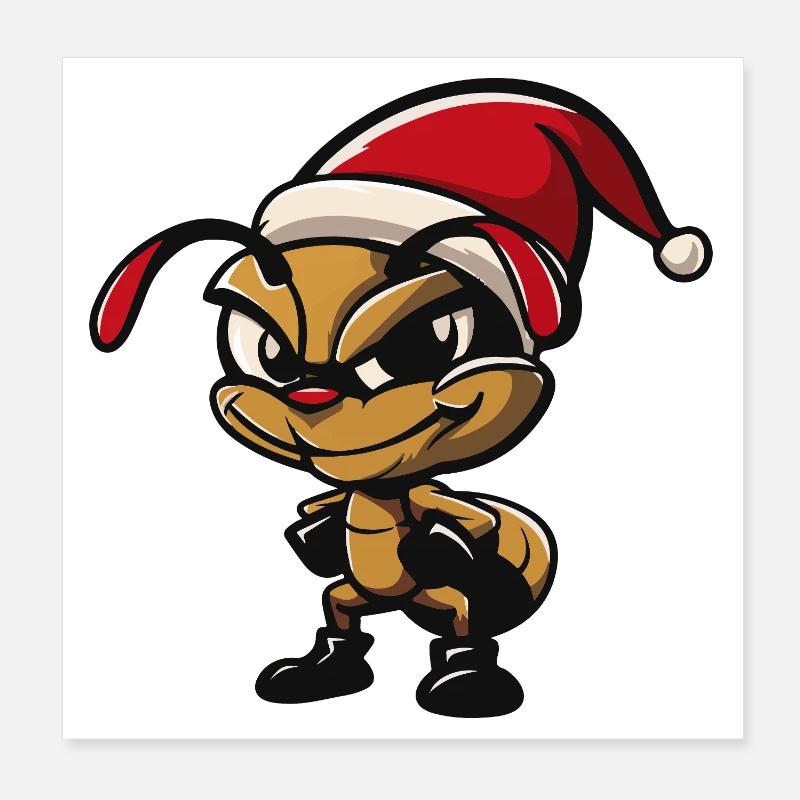 Fourmi Noël Poster 20 x 20 cm