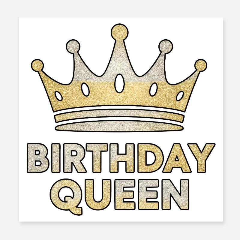 Birthday Queen – Glitter Crown Design Poster 8" x 8" (20x20 cm)