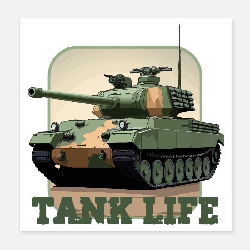 Tank Life Camouflage Graphique du char Poster 20 x 20 cm