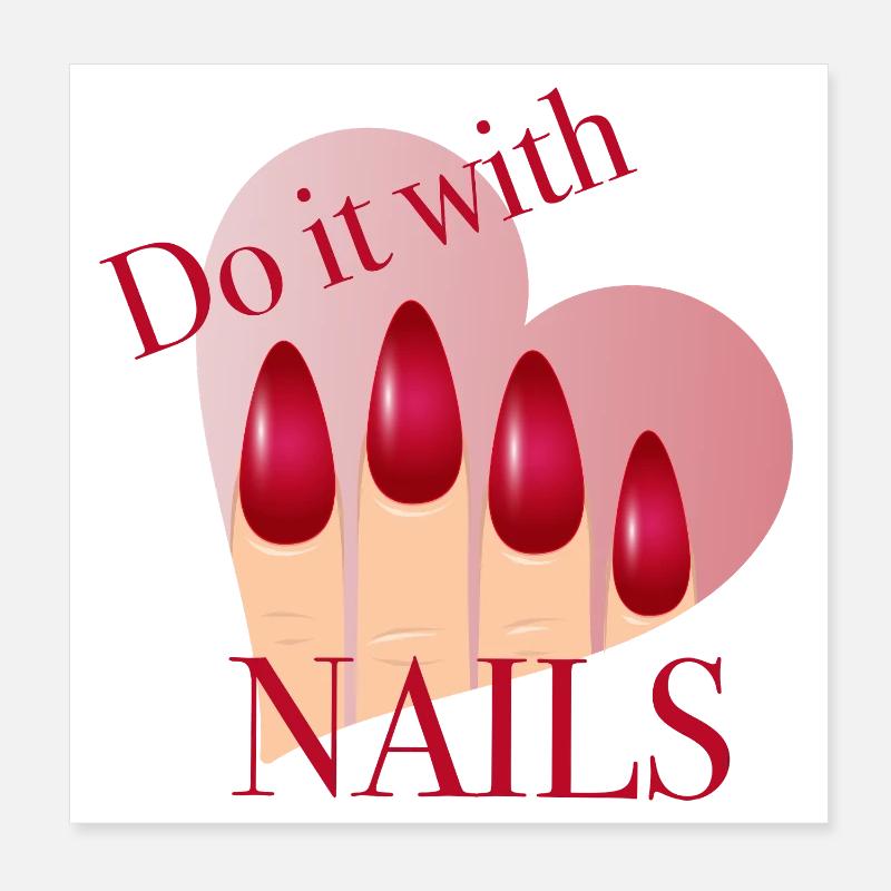 Do it with Nails – rotes Naildesign mit Herz Poster 20x20 cm