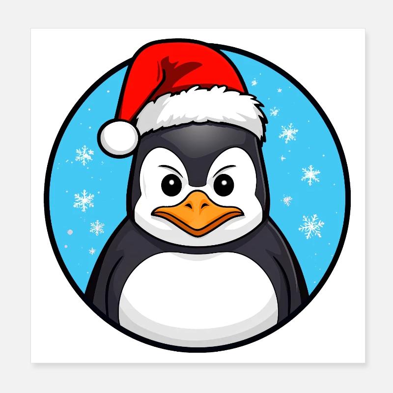 Pingouin de Noël Poster 20 x 20 cm