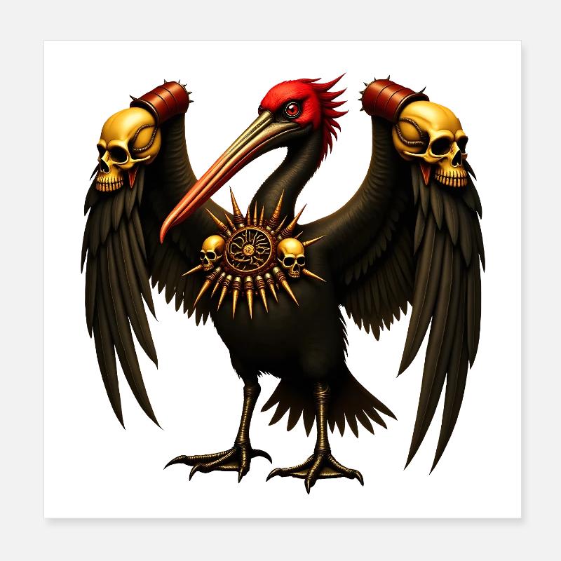 Dark Raven with Skulls Poster 8" x 8" (20x20 cm)