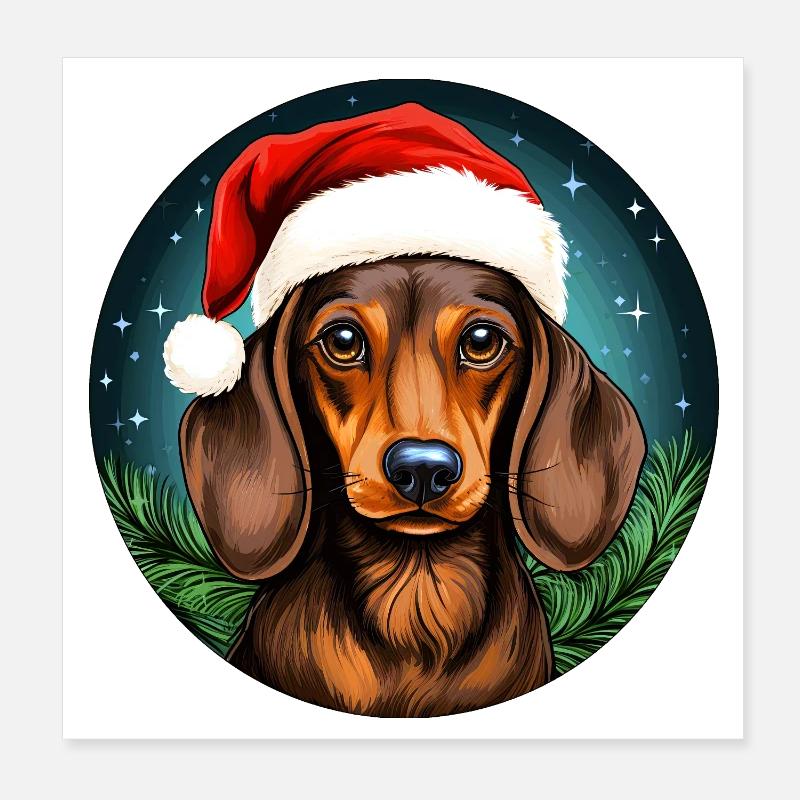Dackel Christmas Poster 20x20 cm