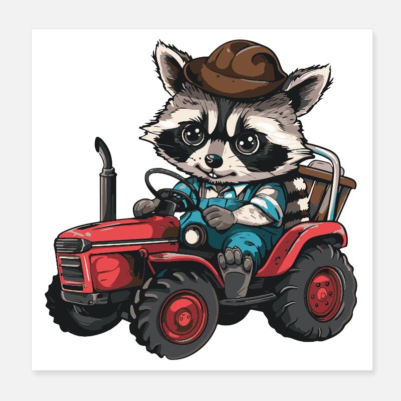 Éleveur de tracteurs à ratons laveurs Poster 20 x 20 cm