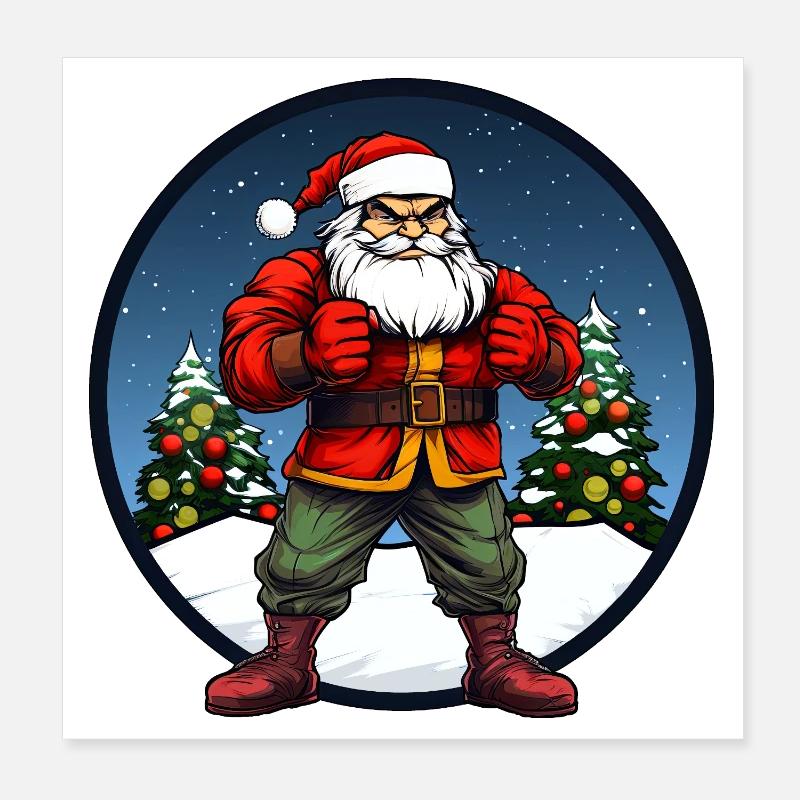 Fighter Christmas Poster 8" x 8" (20x20 cm)