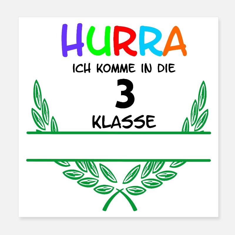 HURRA ich komme in die 3. Class - Namespace Poster 8" x 8" (20x20 cm)