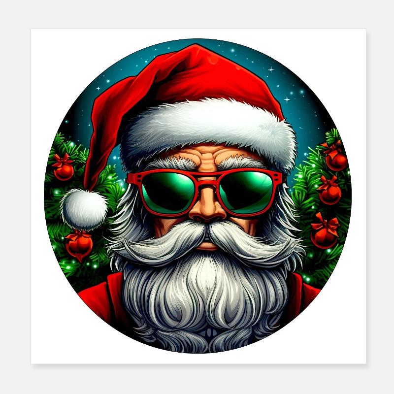 Père Noël cool Poster 20 x 20 cm