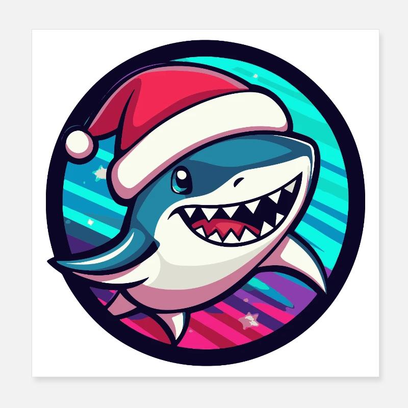 Ghost Noël Shark Santa Comic Poster 20 x 20 cm