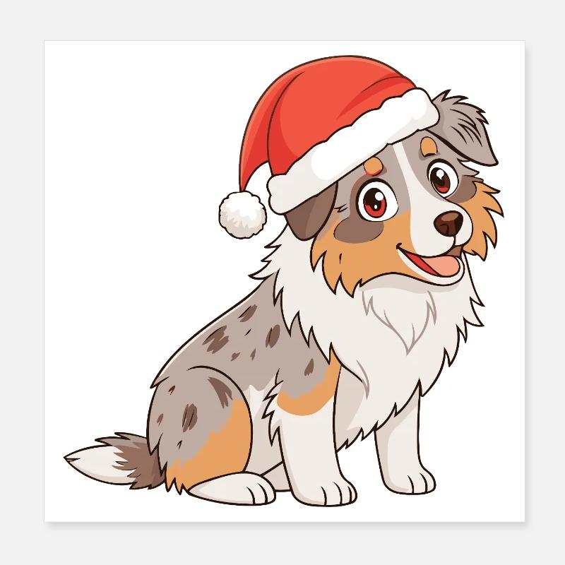 Hunde-Weihnachts-Weihnachtsmann Poster 20x20 cm