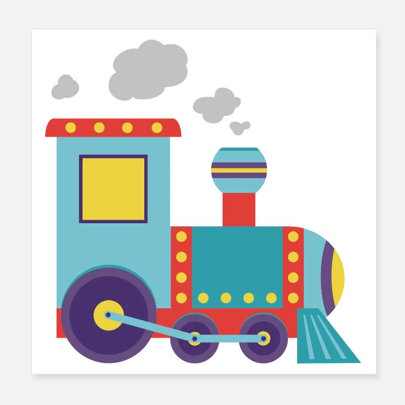 Illustration colorée de train à vapeur jouet Poster 20 x 20 cm