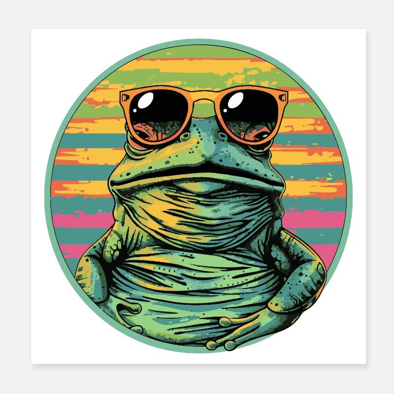 Frosch mit Retro Sonnenbrille Poster 20x20 cm