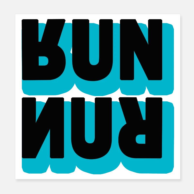 Running Run Typography Poster 8" x 8" (20x20 cm)