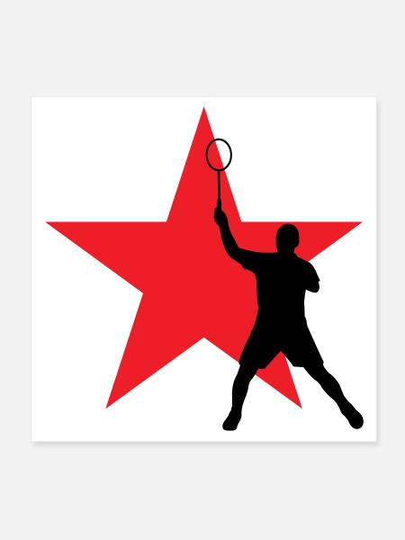 Badminton - Sport - Raquette - Poster 20 x 20 cm - blanc - Devant
