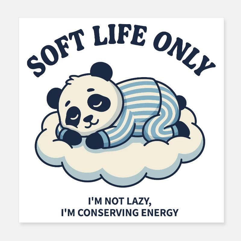 Panda sur le nuage – Mode de vie doux Poster 20 x 20 cm