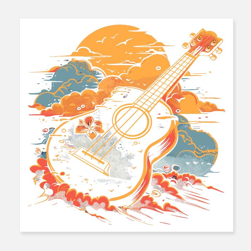 Illustration au ukulélé Poster 20 x 20 cm