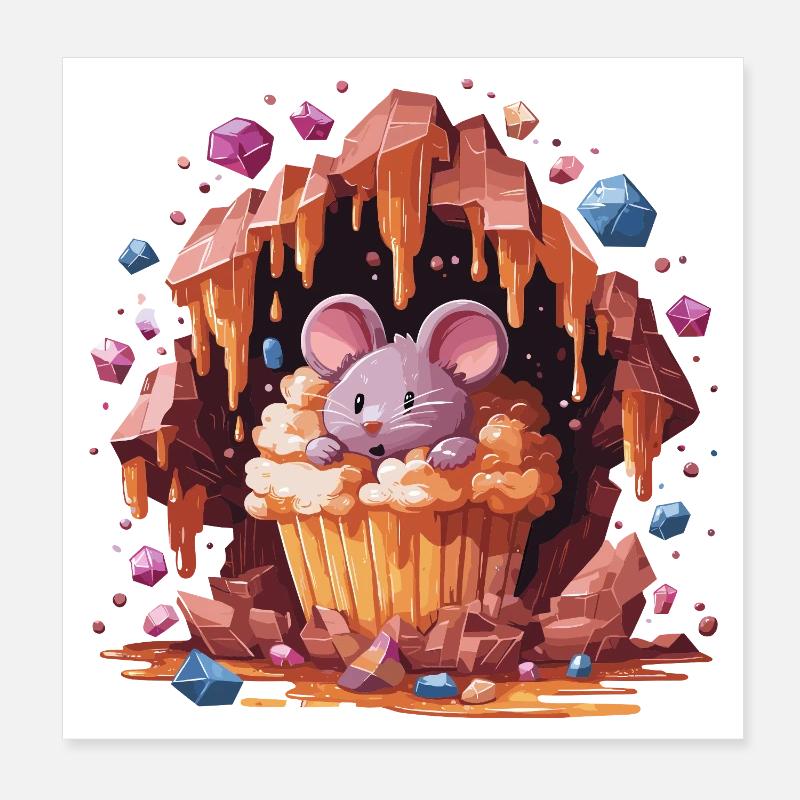 Maus im Kristallcupcake Poster 20x20 cm