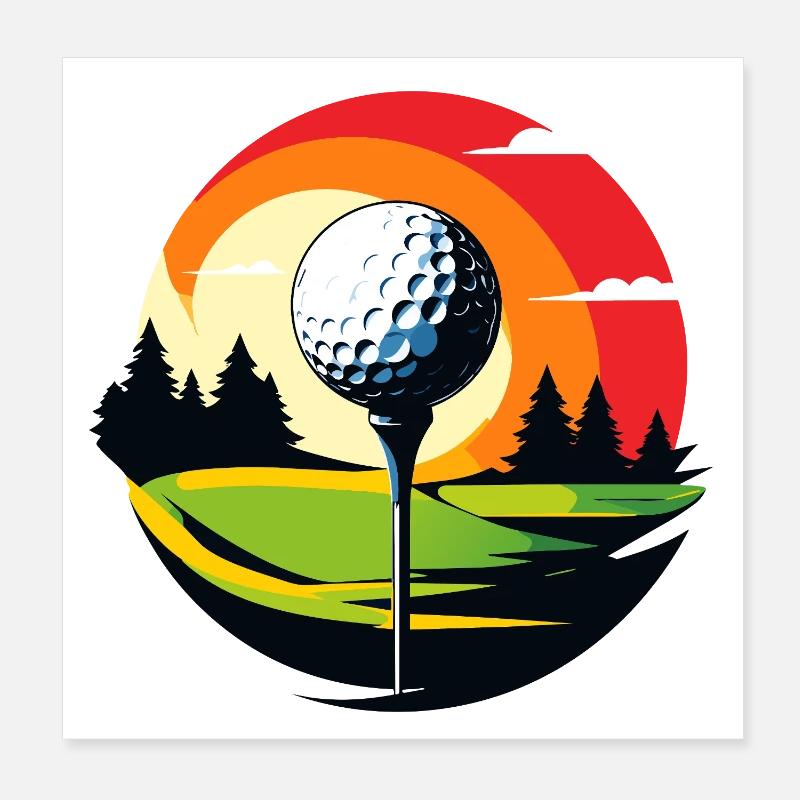 Golf Ball Golf Terrain Golf Golf Thème du Golf Poster 20 x 20 cm