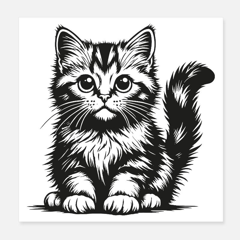 Schwarzes Kätzchen in Silhouette Poster 20x20 cm