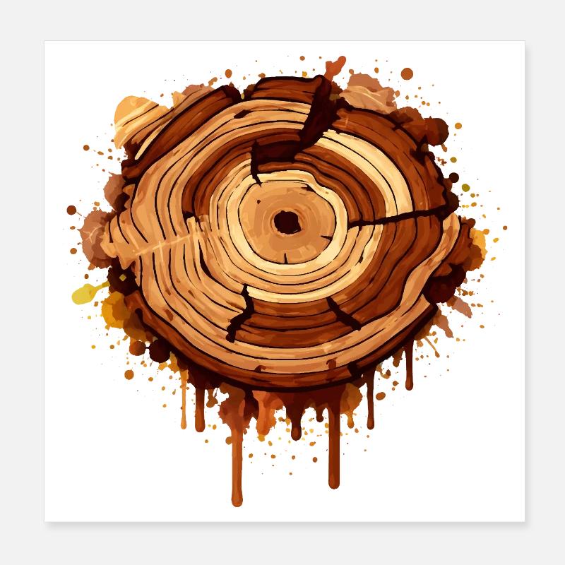 Baumscheibe im Graffiti Stil mit Farbklecksen  Poster 20x20 cm