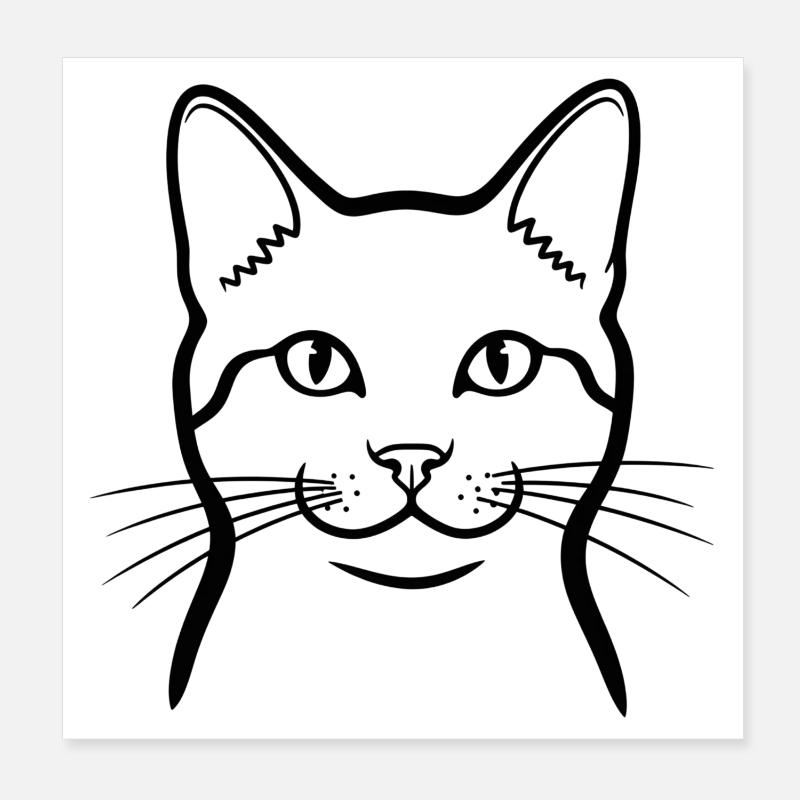 Cat Minimal Animals Doodle Poster 20x20 cm