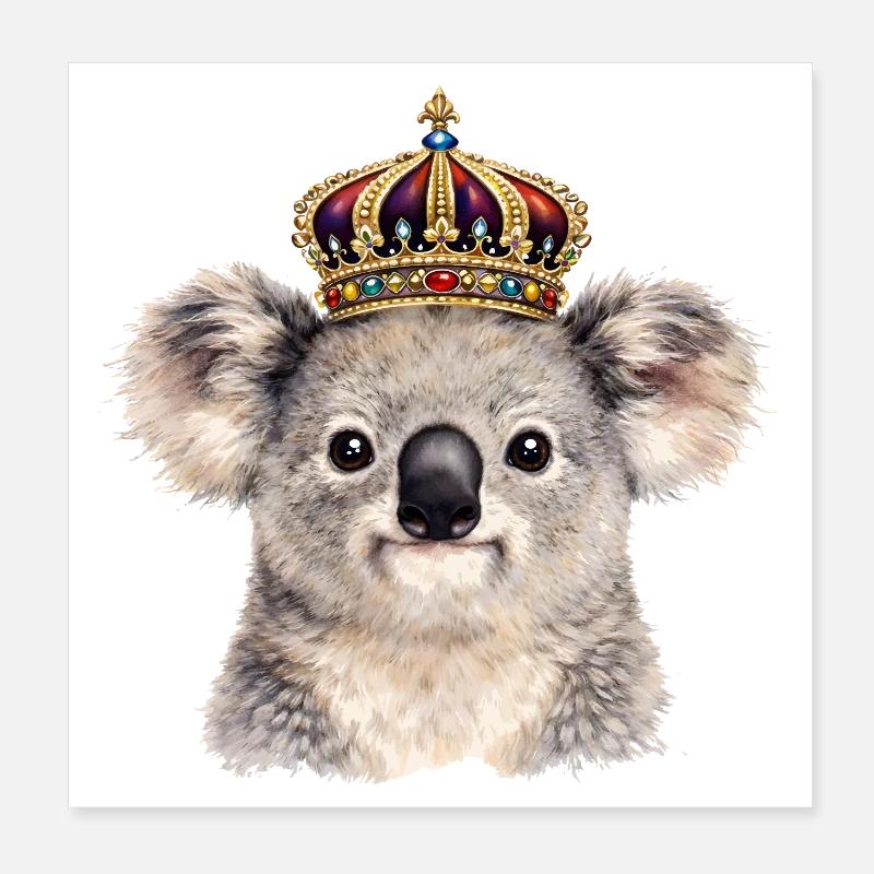 Königlicher Koala mit Krone  Poster 20x20 cm