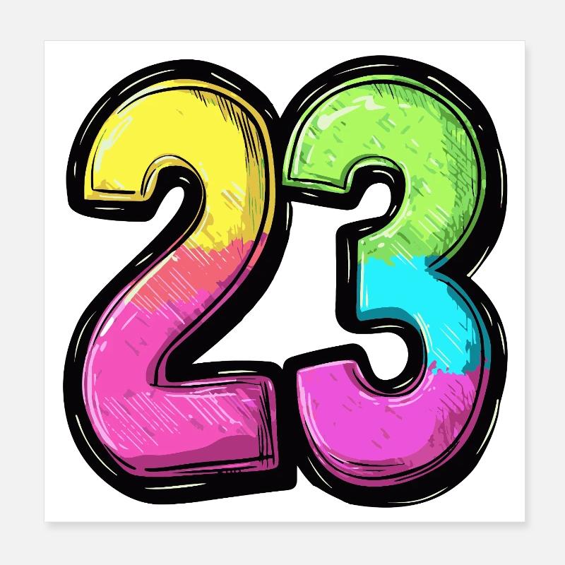 23 Nombre Coloré Poster 20 x 20 cm