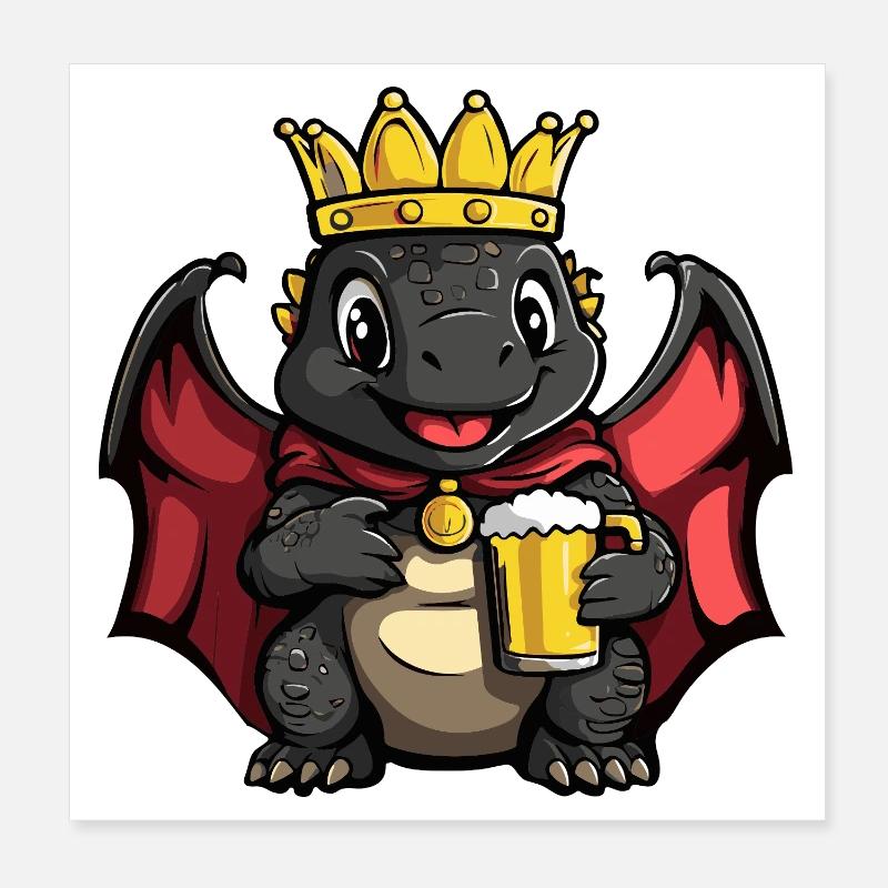 Roi de la bière Dinosaur Stegosaurus Poster 20 x 20 cm