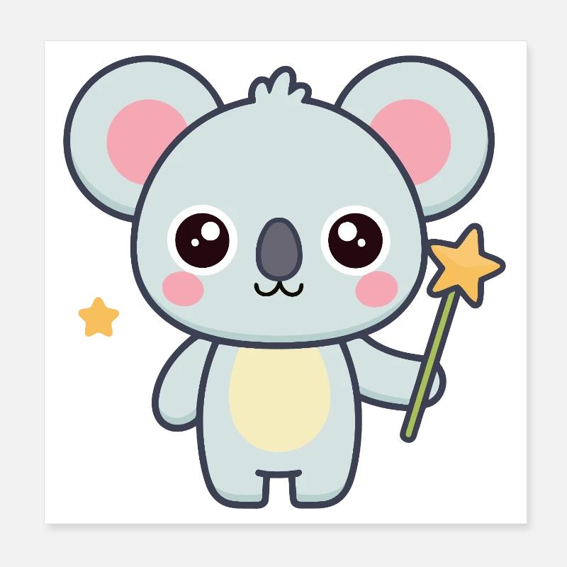Koala Magicien Pastel Étoilé Poster 20 x 20 cm