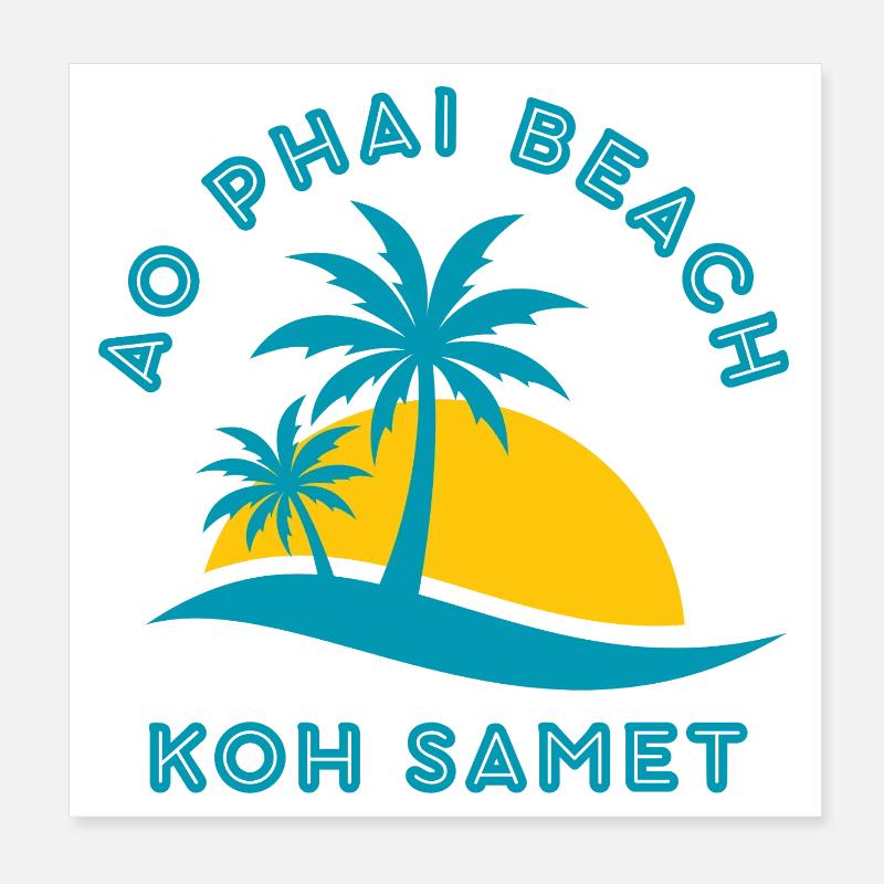 Plage Koh Samet Ao Phai Coucher de soleil Poster 20 x 20 cm