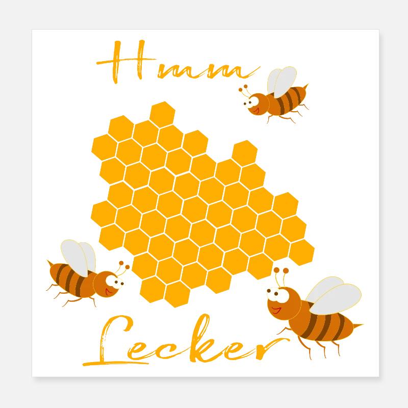 Abeilles avec nid d’abeilles Poster 20 x 20 cm