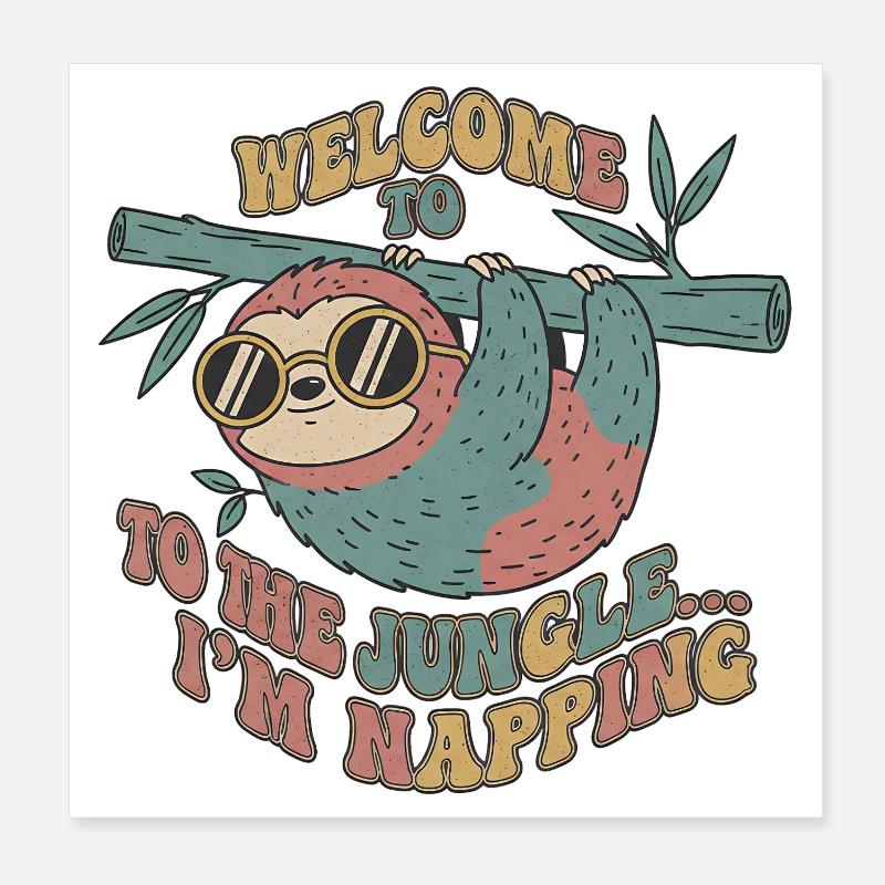 Jungle Sloth Nap Poster 8" x 8" (20x20 cm)