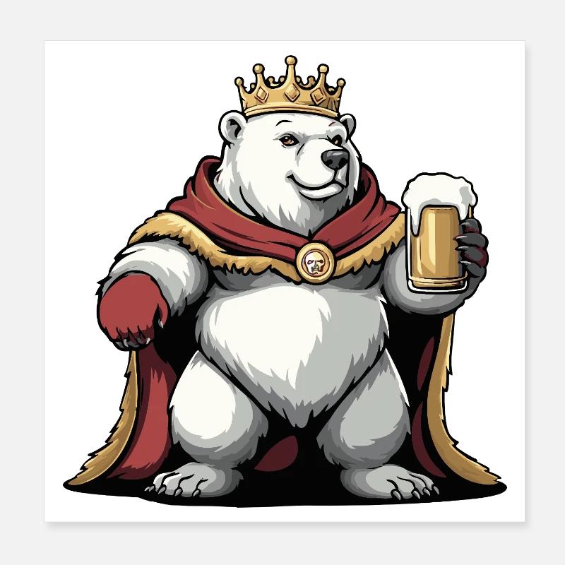Roi de la Bière Ours Polaire Poster 20 x 20 cm