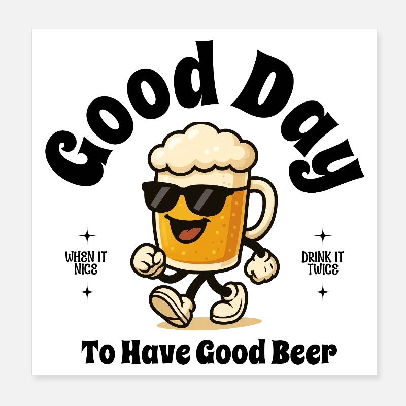 Bierheld im Sprint mit Sonnenbrille Poster 20x20 cm