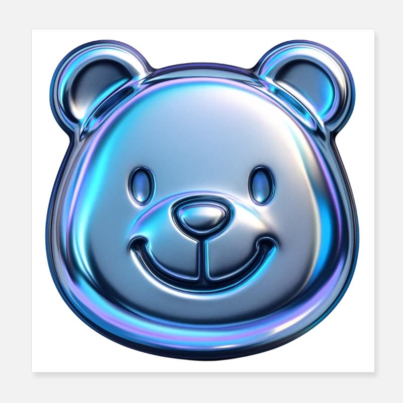 Ours mignon aux reflets métalliques Poster 20 x 20 cm