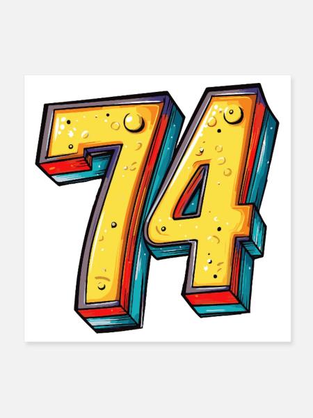 74 Number Colorful - Poster 8" x 8" (20x20 cm) - white - Front