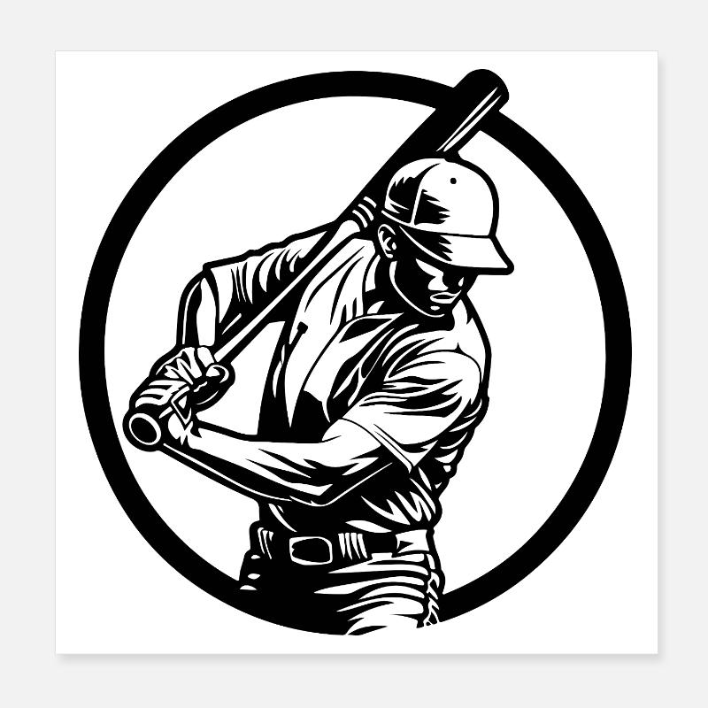 Baseball Mann Silhouette Poster 20x20 cm