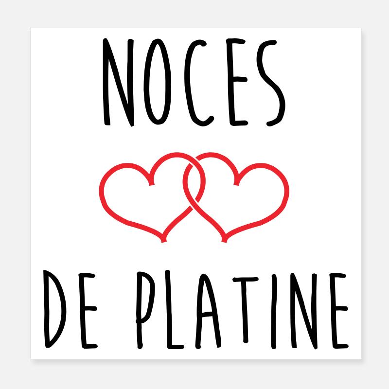 Noces de Platine 70 ans de mariage Poster 20 x 20 cm