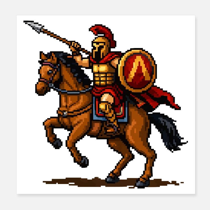 Chevalier Pixel à Cheval Poster 20 x 20 cm