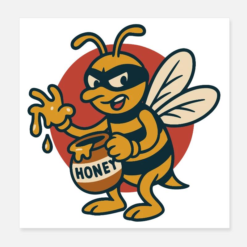 Beekeeper Bandit Honey Heist Poster 8" x 8" (20x20 cm)