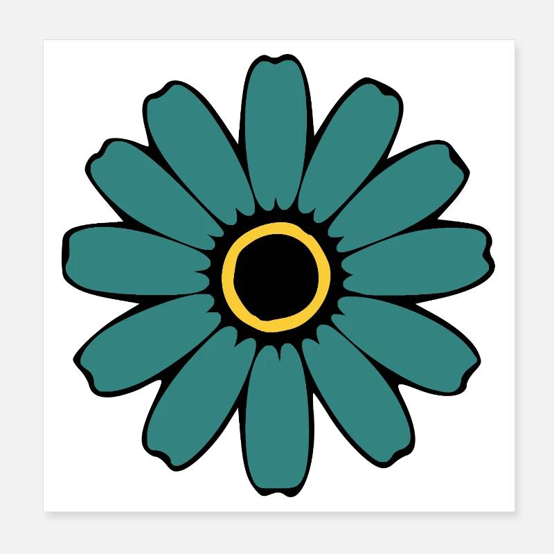 Fleur de Fleurs Bleues Turquoise Cadeau Fleur Fleur Mère Poster 20 x 20 cm