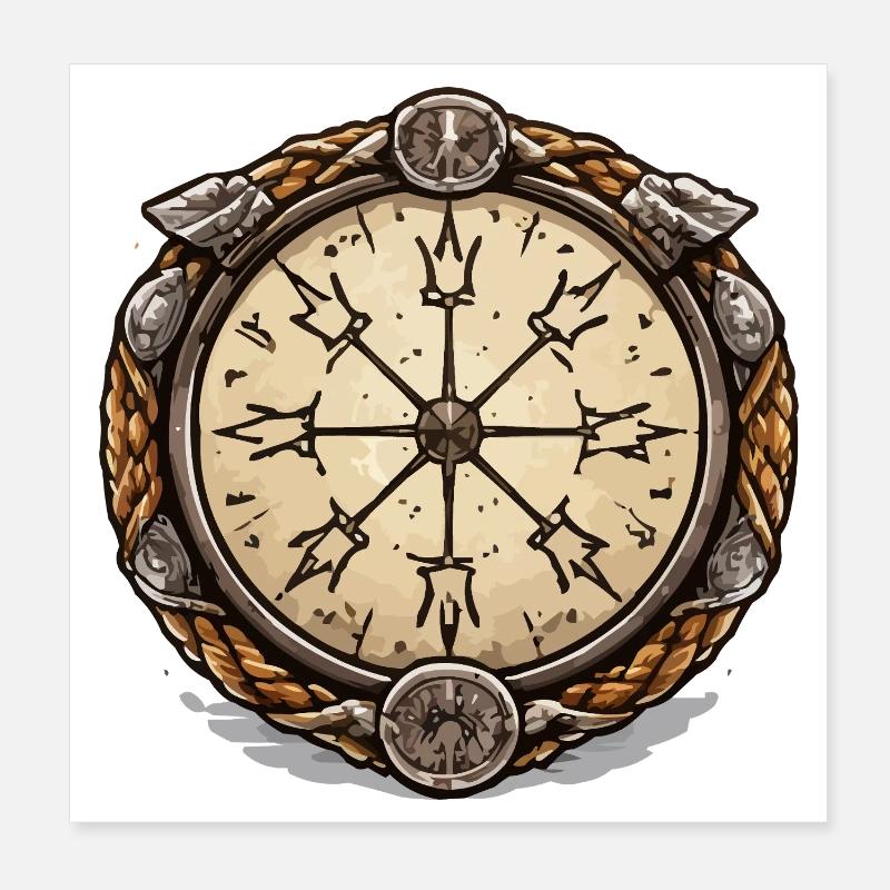 Vintage Compass Viking Poster 20 x 20 cm