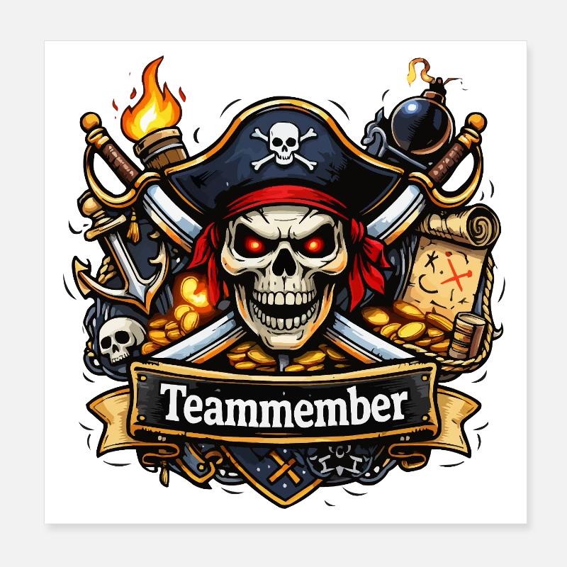 Membres de l’équipe : Conception du crâne de pirate Poster 20 x 20 cm