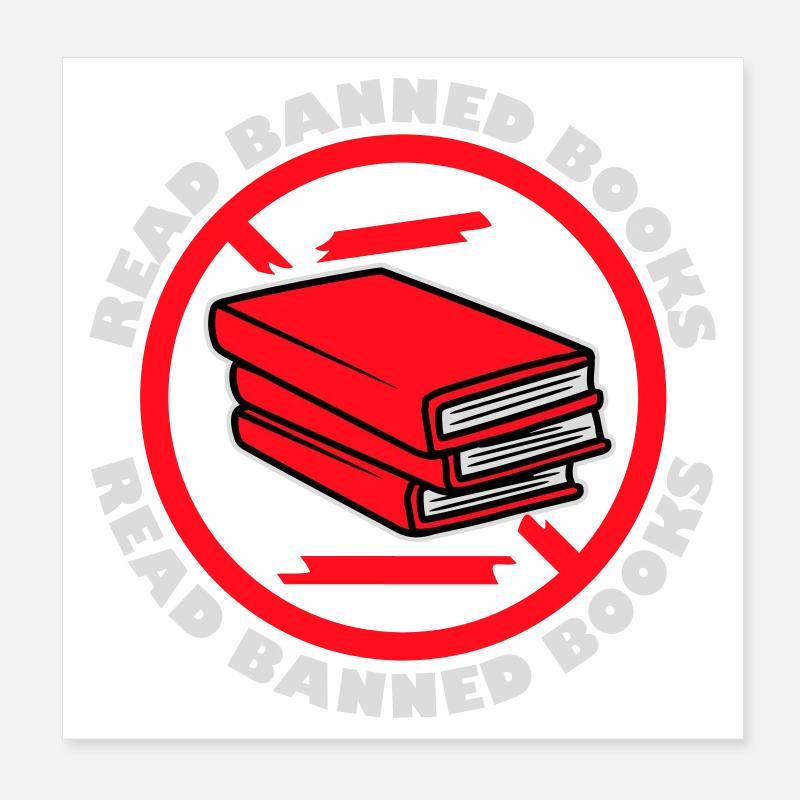 Lire des livres interdits Verbotene Bücher Lesen Freiheit Poster 20 x 20 cm