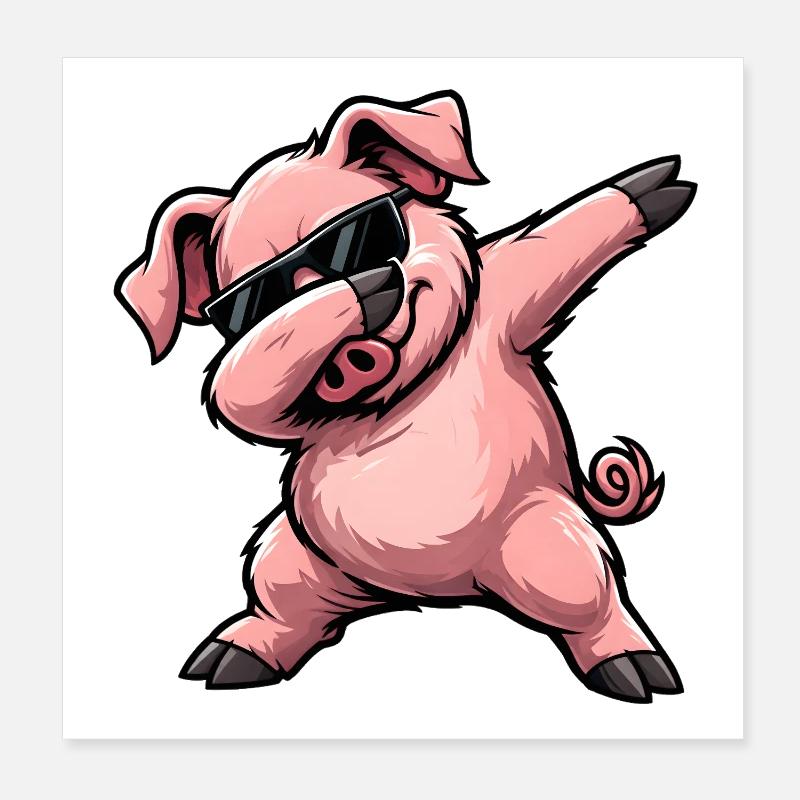Dabbing Schwein Poster 20x20 cm
