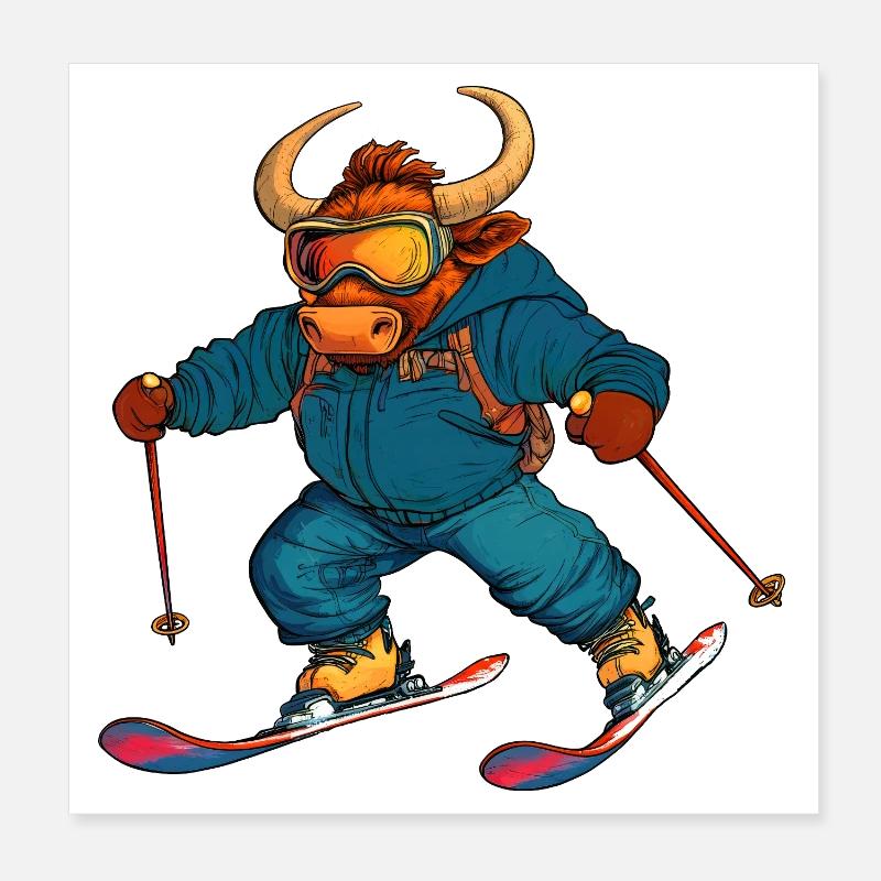 Skier Taurus Poster 8" x 8" (20x20 cm)