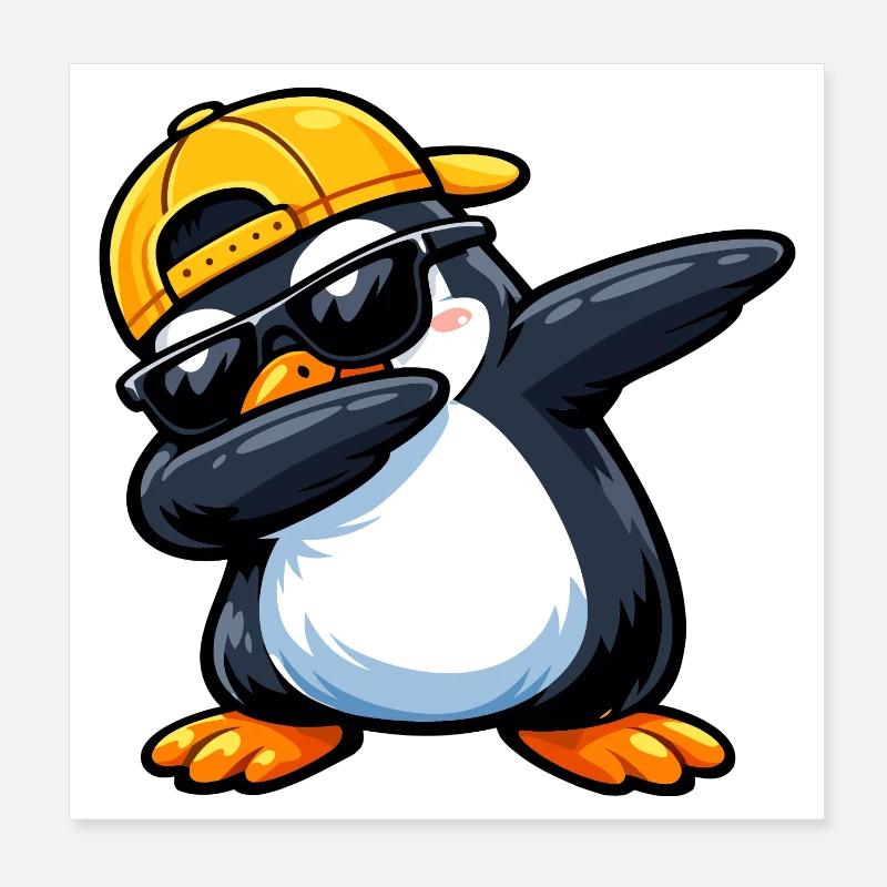 Dabbing Penguin Poster 8" x 8" (20x20 cm)