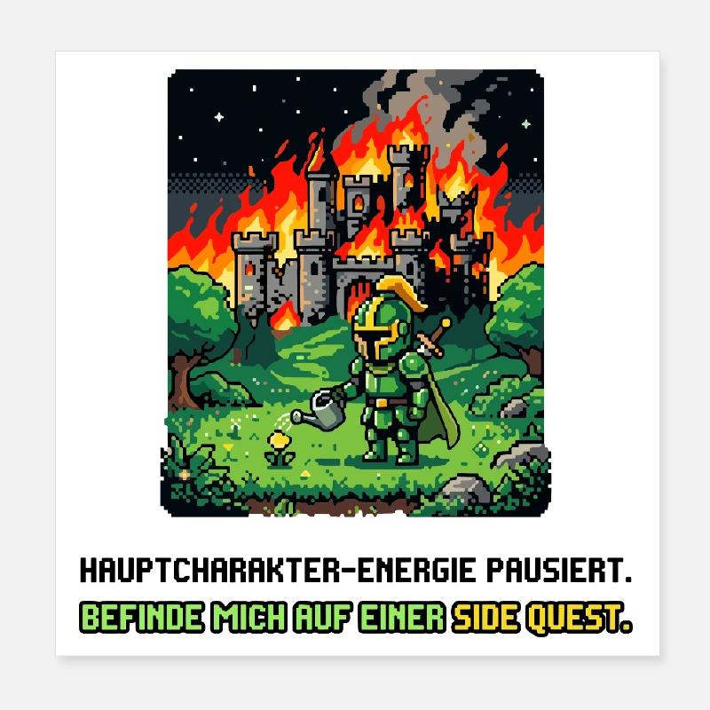 Side Quest Pause Gaming Spruch Poster 20x20 cm