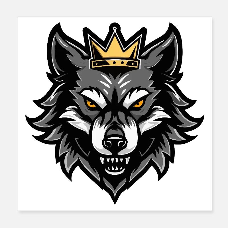 Wolf Kopf Krone Poster 20x20 cm
